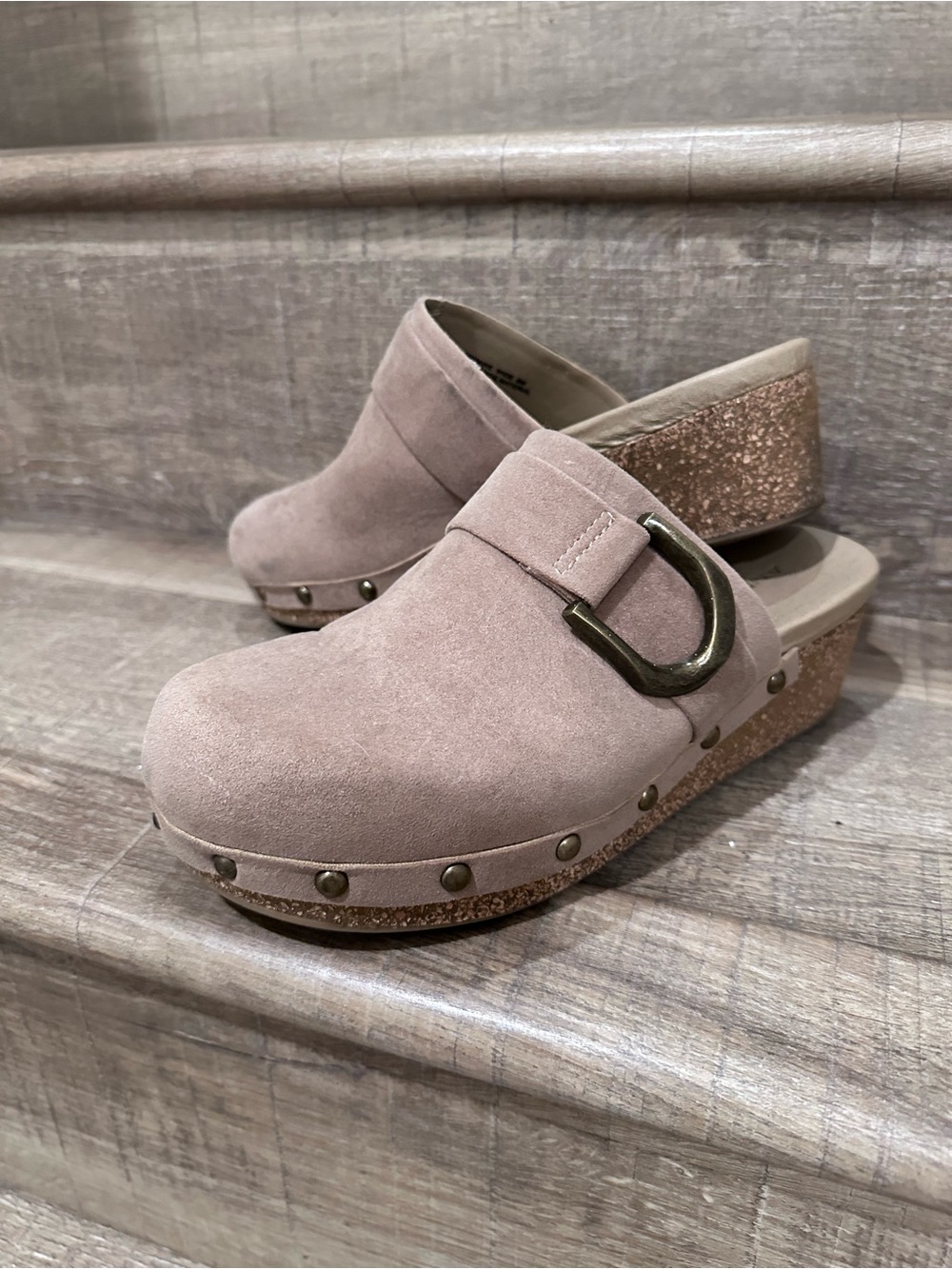 Andiamo Wonen’s 8W Suede Clog/Mule with Decorative Buckle